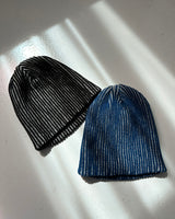a two-tone ribbed beanie