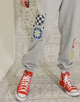 GRANNY SQUARE JOGGER PANTS GRAY MELANGE (6691423617142)