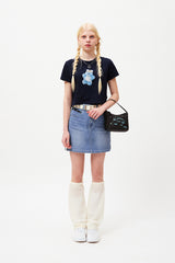 ウィッティバニートムボーイクロップTシャツ / WITTY BUNNY TOMBOY CROP T-SHIRT [NAVY]