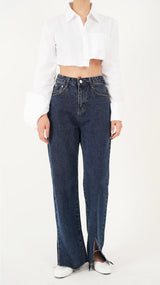 ワイドフィットスリットデニムパンツ/WIDE FIT SLIT DENIM PANTS [16627]