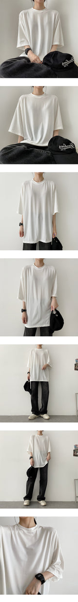 クーリングスパンデックスプレインボクシーショートスリーブTシャツ / Cooling Spandex Plain Boxy Short-Sleeved T-Shirt