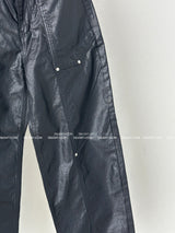 coated leather wide pants