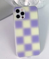 チェックブラーイェローパープルフォーンケース / Check Blur yellowpurple Phone Case