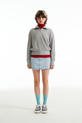 チェリープラネットデニムスカート / CHERRY PLANT DENIM SKIRT [LIGHT BLUE]