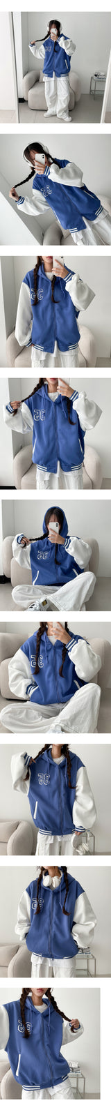 Bokin Fleece-Lined Two Way No. Ring Coloring Hooded Jumper