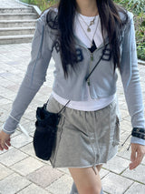Y2K ワッフル2WAY クロップドフーディジップアップ / Y2K Waffle Two-Way Cropped Hoodie Zip-Up