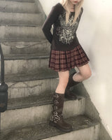 Preppy Pleated Tennis Check Skirt