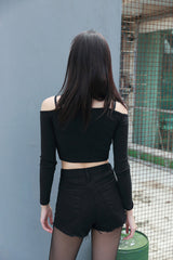 リングオフショルダークロップTシャツ / (5866) X Ring Off Shoulder Crop Tee