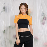 スリットネックレスクロップTシャツ / TOP(9326) Slit Necklace Crop Tee
