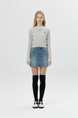 スモールチェリーケーブルニット / SMALL CHERRY CABLE CROP KNIT [OATMEAL]