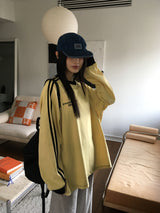 ロイルトラックカラーコンビネーションオーバーフィットロングスリーブTシャツ