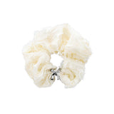 NO.403 [IVORY] HAIR SCRUNCH LACE SILVER RIBBON CLIP 
