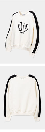 Mixed Fabric Knit KUYRI Love Sweat Shirts (Lucent Ivory)