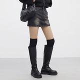 pony high-waist denim skirt