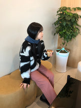 プリントウェーブモヘアニット