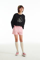 ウィティーバニースケッチクロップTシャツ／WITTY BUNNY SKETCH CROP T-SHIRT [BLACK]