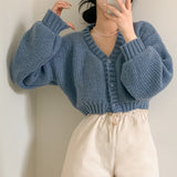 [3color] FLUID BALLOON V-NECK CARDIGAN