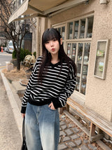 CLボーダールーズVネックニット(3color)