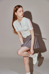 Lace Tape Half Zip-Up Ivory