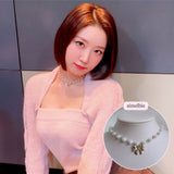 Adorable Ribbon Pearl Choker Necklace - Gold