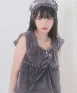 VELVET PAJAMA TOP (CHARCOAL)