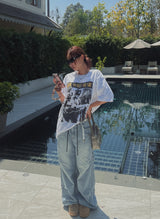 リベットピンタックワイドデニムパンツ