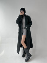 Two-piece ribbed slim pants (Belt included)