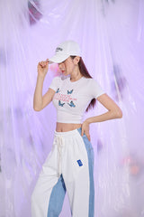 フライレタリングクロップTシャツ/TOP(9278) Fly Lettering Crop Tee