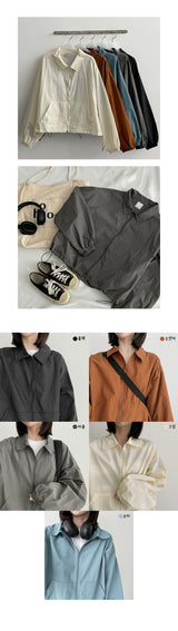 ランシーストリングナイロンカラーウィンドブレーカー / Lancy String Nylon Collar Windbreaker