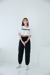 チョーカーショートスリーブクロップTシャツ / TOP(6656) Choker Short Sleeve Crop Tee