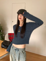 グウェンツイスティドVネックアンゴラニット