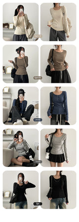 Langto Basic Slim Long-Sleeved T-Shirt