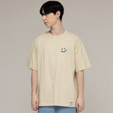 スモールマルチフラワードローイングショートスリーブTシャツ / Small Multi-Flower Drawing Smile Short-Sleeved T-shirt