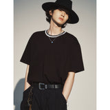 ニットカラーラウンドTシャツ / KNITTING COLLAR ROUND T-SHIRT_BK
