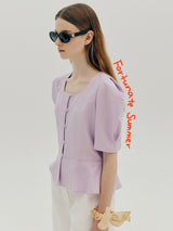 スクエアハルブラウス / Square hul blouse - Lavender