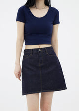 ショートスリーブクロップUネックTシャツ/Short Sleeve Cropped U-neck T-shirt (5color)