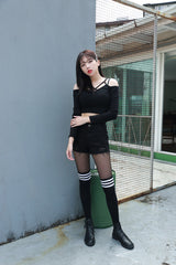 リングオフショルダークロップTシャツ / (5866) X Ring Off Shoulder Crop Tee