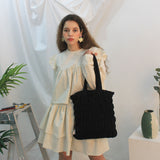 Wave smocking bag Ⅱ (black) (6657236172918)