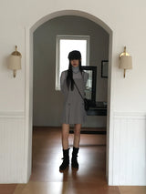 Ant herringbone wool pleated mini dress