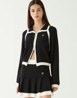 ブークルニットクロップジップアップ/BOUCLE KNIT CROP ZIP UP BLACK