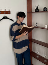 Other Knit Border Short Sleeve T Shirt (3color)