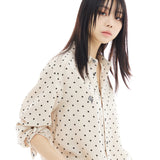 オーバーフィットドットプリントシャツ/OVERFIT DOT PRINT SHIRT-BEIGE