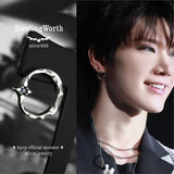 クレセントライトS1シルバースタッズイヤリング / Crescent light-S1 Blue Sapphire silver stud earring (4595528958070)