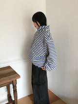 Pinsy パフィーストライプツーウェイフリースジップアップ