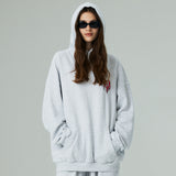(フリース VER)ハートプリンティングパーカー/(FLEECE VER) HEART PRINTING HOODIE-WHITE MELANGE