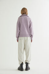 HALF ZIP UP PUNCHING ARGYLE SWEATER LAVENDER (6613773844598)