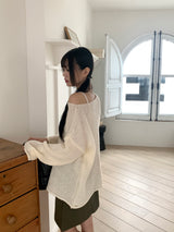 Lipu boat neck overfit mongle long sleeve knit