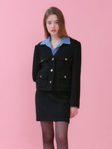 JENNY V NECK POCKET TWEED JACKET_BLACK (6612508508278)