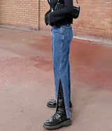 ワイドフィットスリットミディアムブルーデニムパンツ/WIDE FIT SLIT MEDIUM BLUE DENIM PANTS [16634]