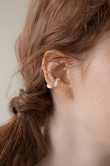 ニットクロスシルバーイヤーカフ/[2set] Knitted cross 'silver' earcuff (4colors)